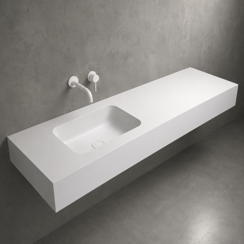 Encimera con lavabo Corian Glacier White a medida | 203