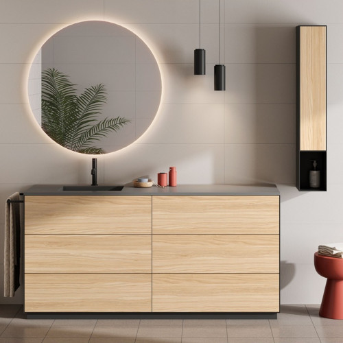 Mueble de baño de roble de suelo con 3 o 6 cajones | 3735