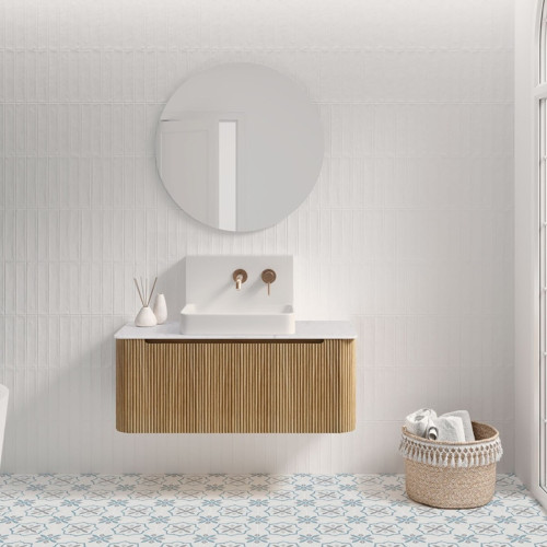 Mueble de baño suspendido de roble macizo con 1 cajón | 3736
