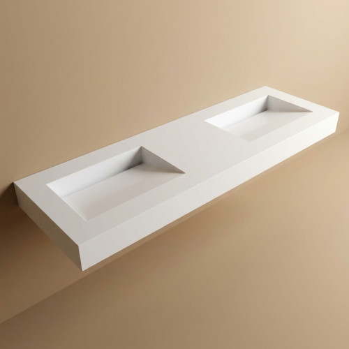 Lavabo doble integrado a medida en Solid Surface – Modelo 3009