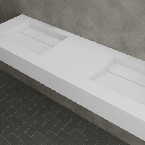 Lavabo doble a medida en Solid Surface – Modelo 3016