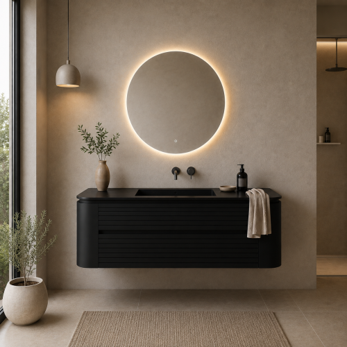 Encimera con lavabo en mármol + mueble en MDF | 3302