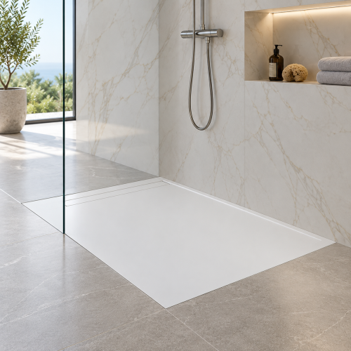 Plato de ducha extraplano a medida Glacier White | 5037