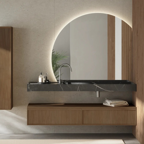 Mueble de baño suspendido de roble macizo con 2 cajones | 3205