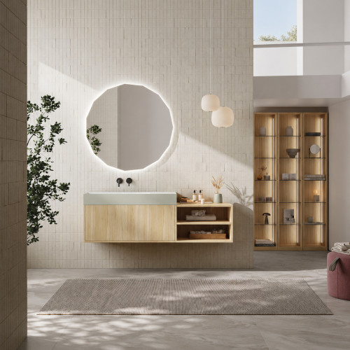 Mueble de baño suspendido de roble macizo con 1 cajón | 3207