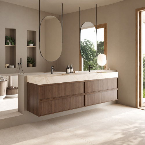 Mueble de baño suspendido de roble con 4 cajones | 3734