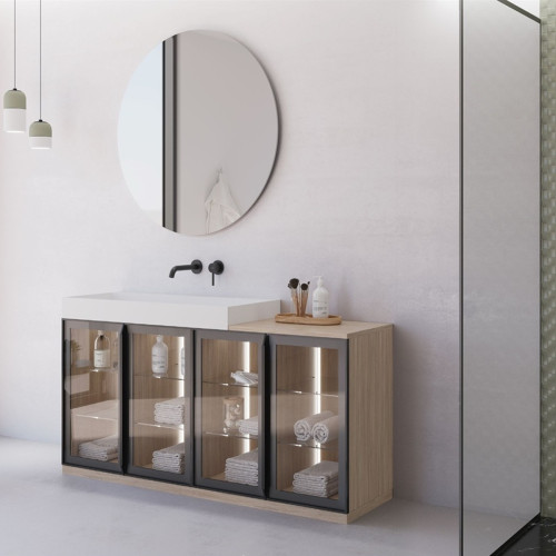 Mueble de baño de roble de suelo con 2 o 4 puertas | 3731