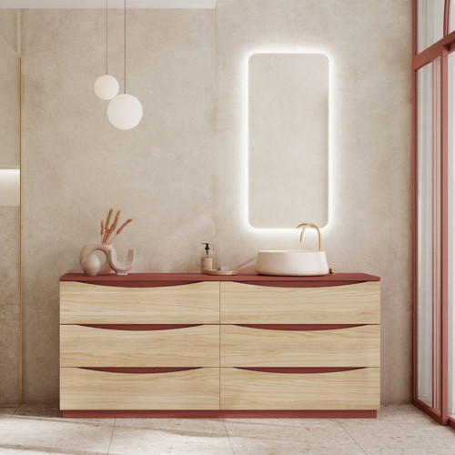  Plan Vasque CORIAN® + Meuble Suspendu en MDF - 2 Tiroirs Alignés | 3203