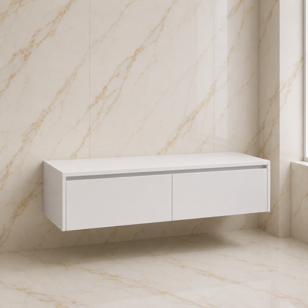 Mueble de baño suspendido en MDF 3915 lacado blanco mate