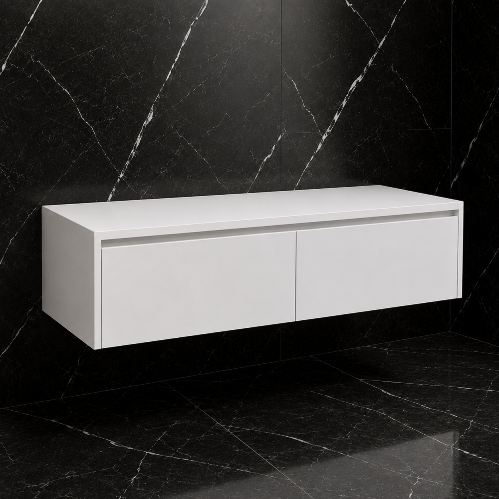 Mueble de baño suspendido en MDF 3915 lacado blanco mate
