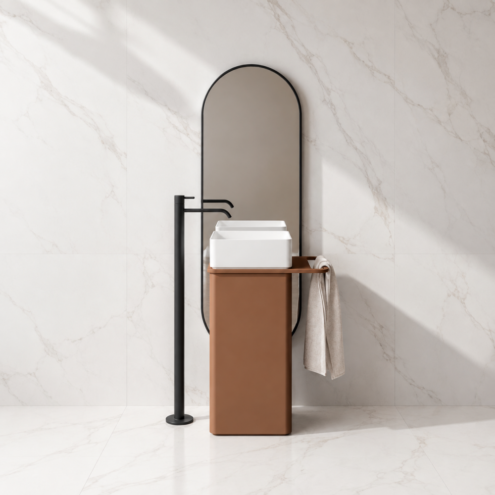 Lavabo tótem 2606 de Solid Surface en blanco mate