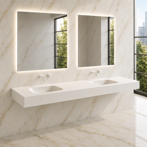 Encimera con lavabo Solid Surface Glacier White a medida | 3023