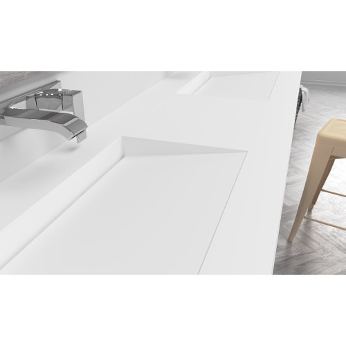Lavabo doble integrado a medida en Solid Surface – Modelo 3009