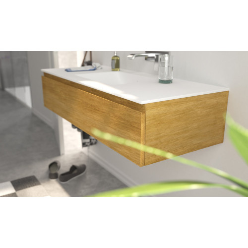 Mueble de baño suspendido a medida con 1 cajón y lavabo Corian | 3214