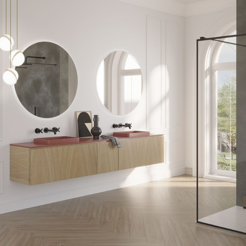 Mueble de baño de madera natural de 1 o 2 cajones | 3730