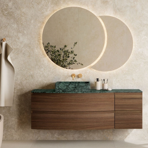 Mueble de baño suspendido de roble macizo con 2 cajones | 3732