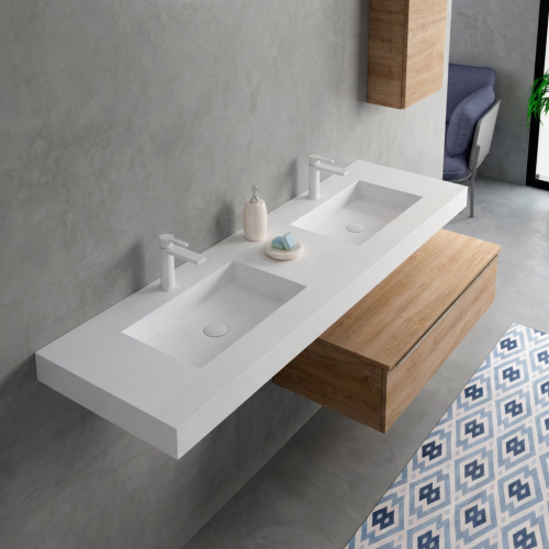 Lavabo doble a medida en Solid Surface – Modelo 3010